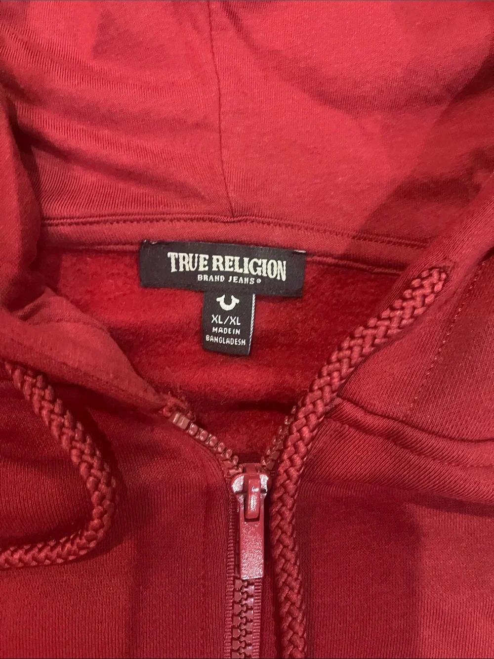 True Religion Red Full-Zip Hoodie with Logo
